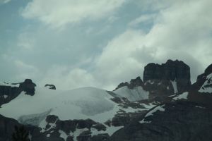 The breaking down of ice sheets, ice is below the snow and it shifts.